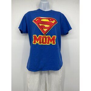 Superman "Mom" Graphic T-Shirt Blue M 100% Cotton Made In Mexico